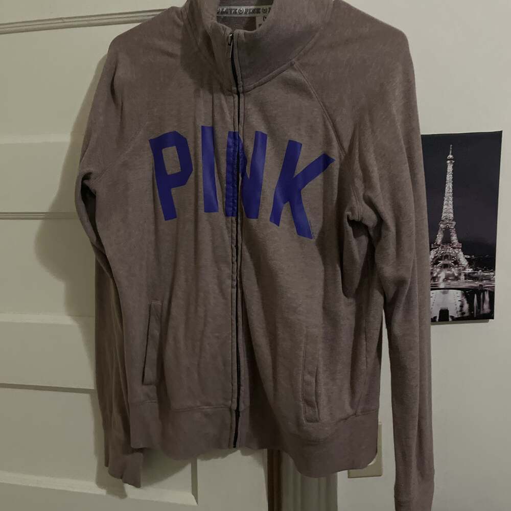 PINK Victoria's Secret Sweater Women's Small Brown Full Zip Turtle Neck Casual